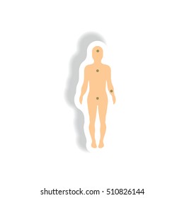 Vector paper sticker various symptoms of AIDS on human body