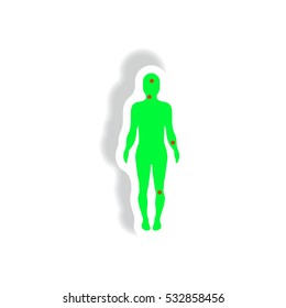 Vector paper sticker various symptoms of Zika on the human