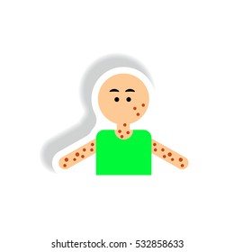 Vector paper sticker various symptoms of AIDS on the human