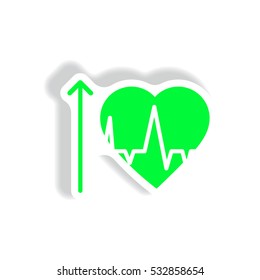 Vector paper sticker various symptoms of leukemia on bodies heart high pressure