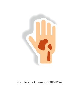 Vector paper sticker various symptoms of Malaria on the human