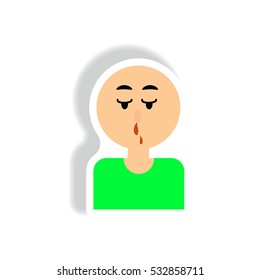 Vector paper sticker various symptoms of AIDS on the human