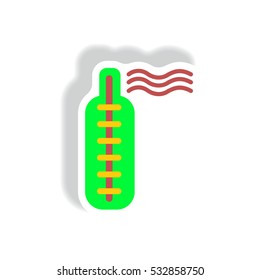 Vector paper sticker various symptoms of Zika high body temperature