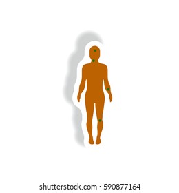 Vector paper sticker various symptoms of Zika on the human