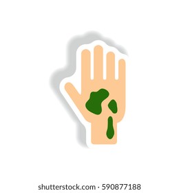 Vector paper sticker various symptoms of Malaria on the human