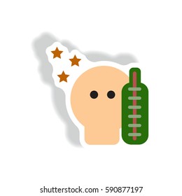 Vector paper sticker various symptoms of Tuberculosis on the human