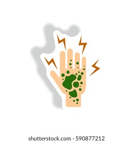 Vector paper sticker various symptoms of Malaria on the human