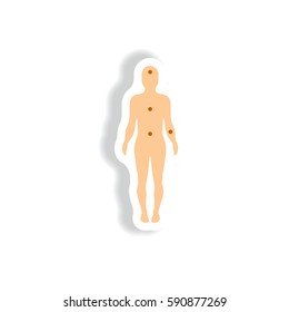 Vector paper sticker various symptoms of leukemia on the human