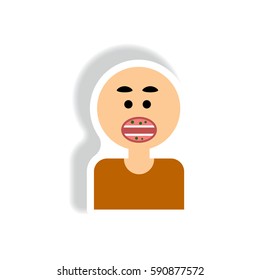 Vector paper sticker various symptoms of AIDS on the human