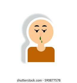 Vector paper sticker various symptoms of AIDS on the human