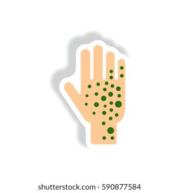 Vector paper sticker various symptoms of Zika on the human