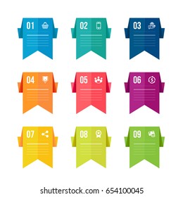 Vector paper  stickers and labels with shadows for infographic set. Template for diagram, website, landing, graph, chart, presentation, magazine, whale marketing