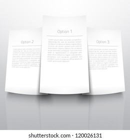 Etiquetas de papel vectorial. Banners web. Uno, dos, tres. Plantilla de diapositiva de presentación. Antecedentes abstractos. Antecedentes comerciales. Textura de papel. Elementos de diseño realistas.