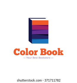 Vector paper style bookstore logo. Multicolor flat book logotype