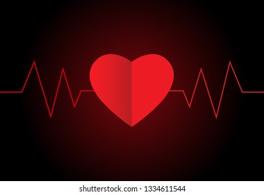 vector of paper style heart beat pulse