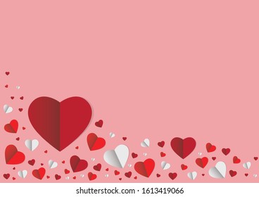 Vector of Paper Style Heart Shape Background for Valentines Day