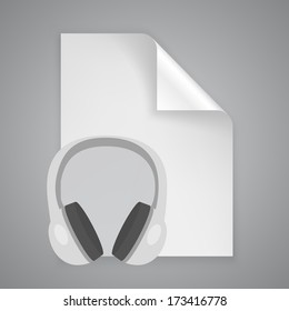 vector paper symbol headphones