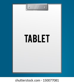 Vector Paper Tablet On Blue