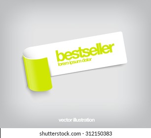 Vector paper tag with a lime green curl