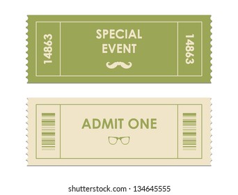 vector paper ticket with hipster elements