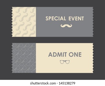 vector paper ticket with hipster elements