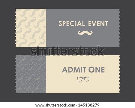 vector paper ticket with hipster elements