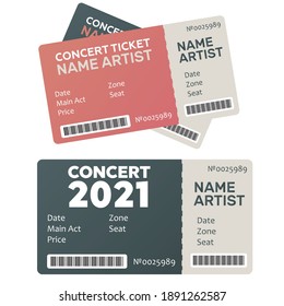Billete de papel vector. Plantillas de entradas para música, baile, concierto en directo