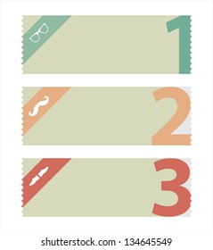 vector paper ticket with numbers and hipster elements