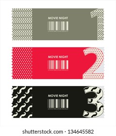 vector paper ticket with numbers and hipster elements