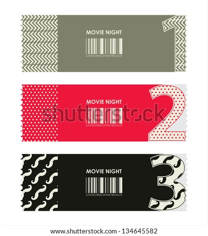 vector paper ticket with numbers and hipster elements