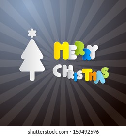 Vector Paper Title Merry Christmas With Tree 
