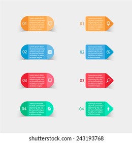 Vector paper triangle stickers and labels with realistic shadows for infographic set . Template for diagram, graph, presentation and chart. Business concept with 4 options, parts, steps or processes.