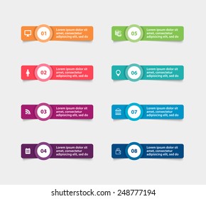 Vector paper triangle stickers and labels with realistic shadows for infographic set. Template for diagram, graph, presentation and chart. 