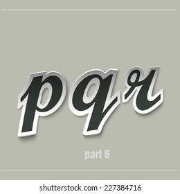 vector paper uppercase alphabet with shadows PQR
