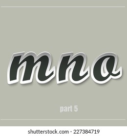 vector paper uppercase alphabet with shadows MNO