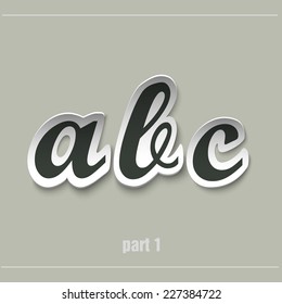 vector paper uppercase alphabet with shadows ABC