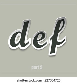 vector paper uppercase alphabet with shadows DEF