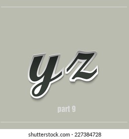 vector paper uppercase alphabet with shadows YZ