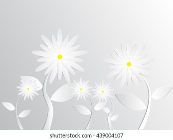 Vector paper white flowers isolated on white background.
