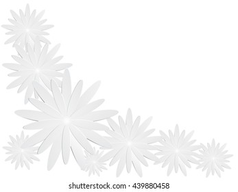 Vector paper white flowers isolated on white background.Romance flora vector flowers design.