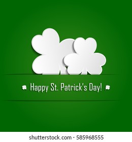 vector paper white shamrock on green background