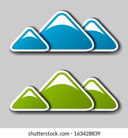 vector paper winter spring mountains symbols