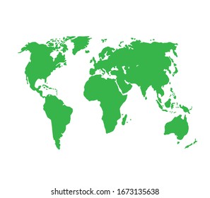 Vector paper world map on a white background