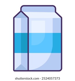 Vector paperboard container for milk, or dairy in a outline style. Packaging of food supply, storage, and delivery symbol