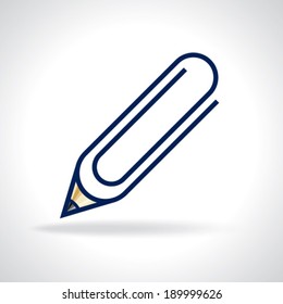 vector paperclip with pencil, office icon