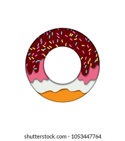 Vector papercut paper style donut. Eps 10 banner