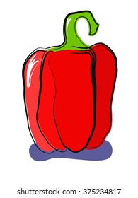 Vector paprika on white background. Sweet red pepper. Cooking vector element.