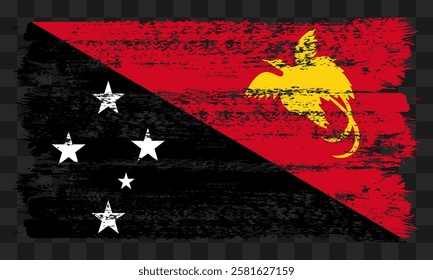Vector Papua New Guinea flag in grunge style on transparent background
