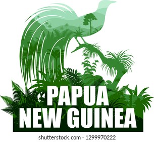 vector Papua New Guinea illustration with lesser bird of paradise