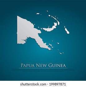 vector Papua New Guinea Map card paper on blue background, high detailed